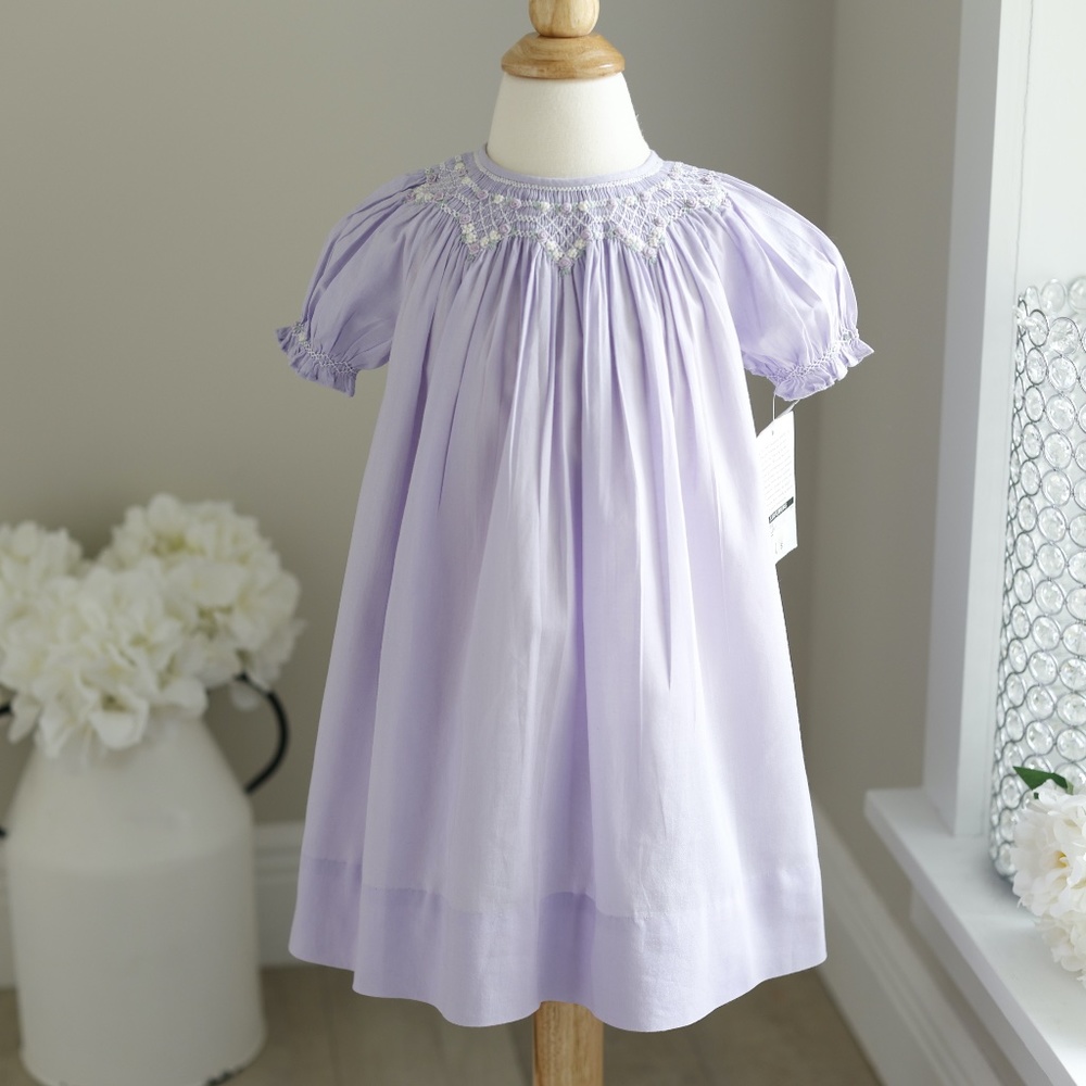 Strasburg Dress Lilac Bishop Embroidery Smocked Spring NWT RARE FIND SIZES